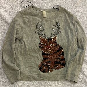H&M sequin cat sweater/sweatshirt